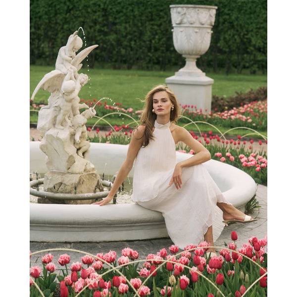 Юбка из фактурной жатой ткани, на подкладке, молочный