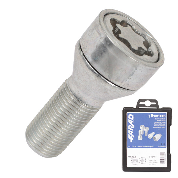 Болт секретный Farad 14х1,25х28 4+2 17 конус VN-728/2