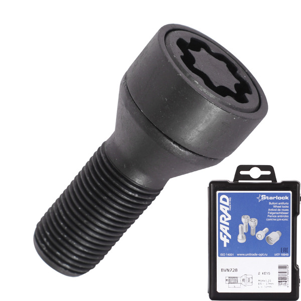 Болт секретный Farad 14х1,25х28 4+2 17 сфера BVN-728/2