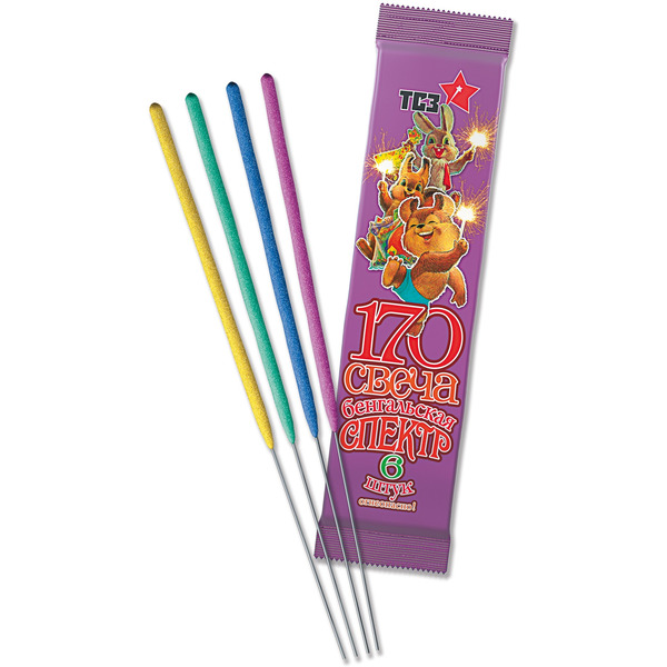 Бенгальский огонь Ассорти, 17 см, 6 шт. с держат.