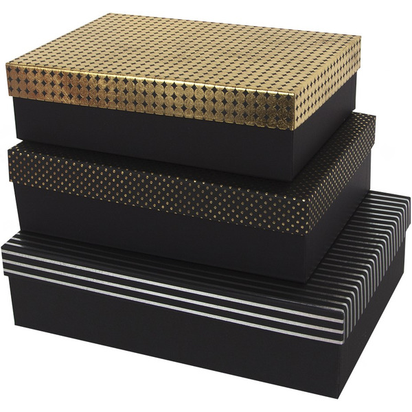 Набор коробок Мужская классика, Черный, Металлик, 29*21*8 см, 2 шт. в упак.