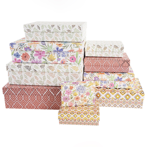 Набор коробок Флористический декор, Ассорти, Металлик, 35*25*10 см, 9 шт. в упак.