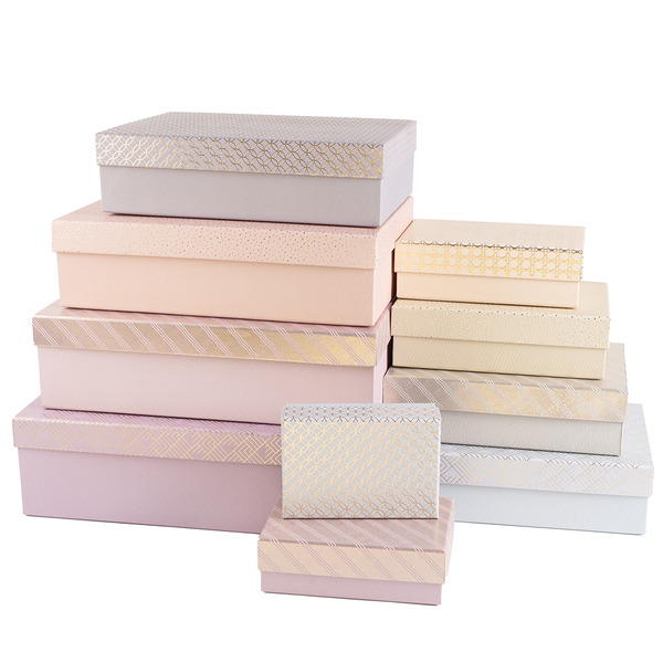Набор коробок Нежное ассорти, Макарунс, Ассорти, Металлик, 35*25*10 см, 9 шт. в упак.