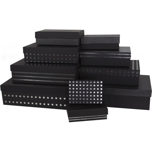 Набор коробок Универсальный, Черный/Серебро, Металлик, 35*25*10 см, 9 шт. в упак.