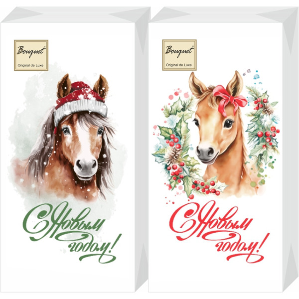 Сервировочные салфетки, Символ года (лошади), 33*33 см, 20 шт.