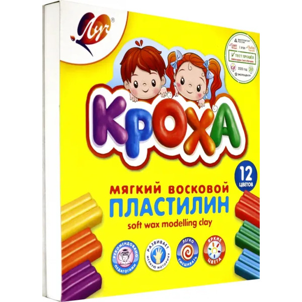 Пластилин мягкий "Кроха", 12 цветов