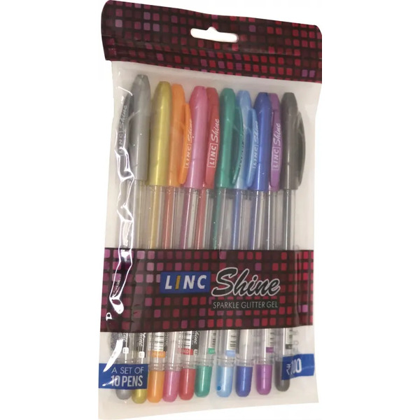 Набор "Linc shine" гелевых ручек с блестками, 10 штук