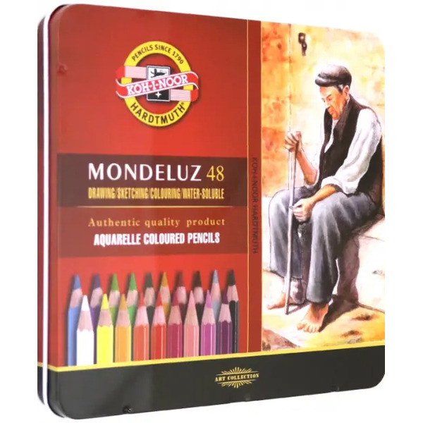 Карандаши акварельные Mondeluz, 48 цветов, заточенные, в металлическом пенале