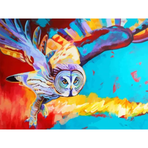 Раскраска по номерам на картоне. Полет совы, 30х40 см