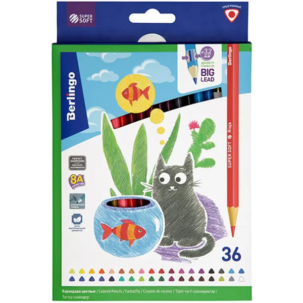 Карандаши цветные "SuperSoft. Жил-был кот", 36 цветов