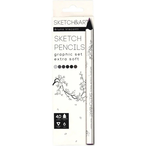 Карандаши цветные "Графика", утолщенные, грифель 4 мм, 6 цветов