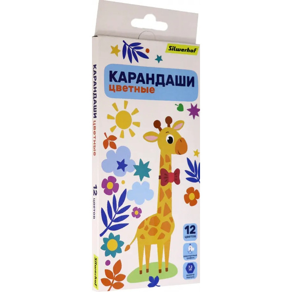 Карандаши цветные "Веселые друзья", шестигранные, 12 цветов