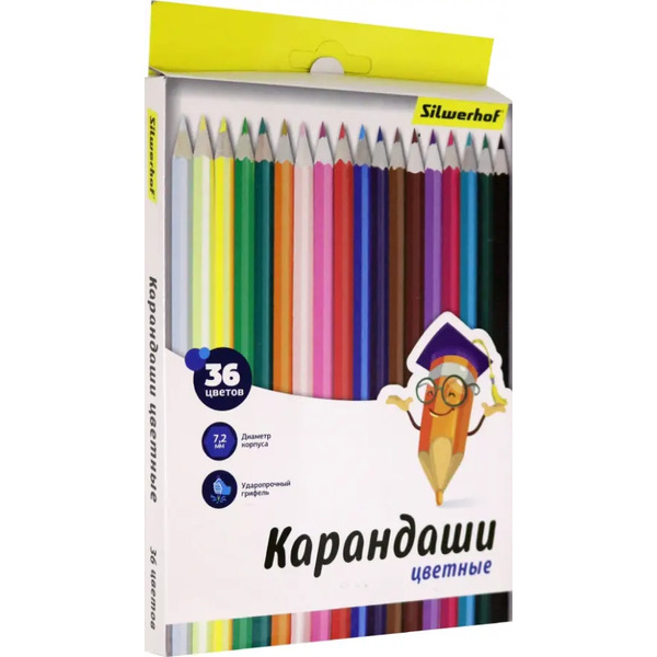 Карандаши цветные "Народная коллекция", шестигранные, 36 цветов