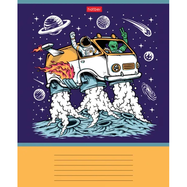 Тетрадь Привет, земляне!, 18 листов, клетка, в ассортименте