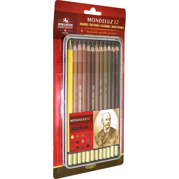 Карандаши акварельные Mondeluz, коричневые оттенки, 12 цветов