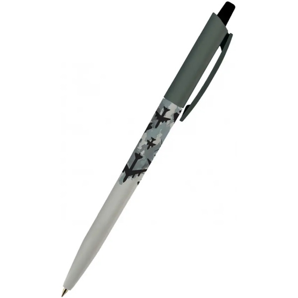 Ручка шариковая автоматическая HappyClick. Военный паттерн. Самолеты, 0.5 мм, синяя