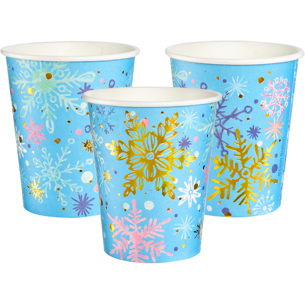 Стаканы (250 мл) Волшебные снежинки, Голубой, Металлик, 6 шт.