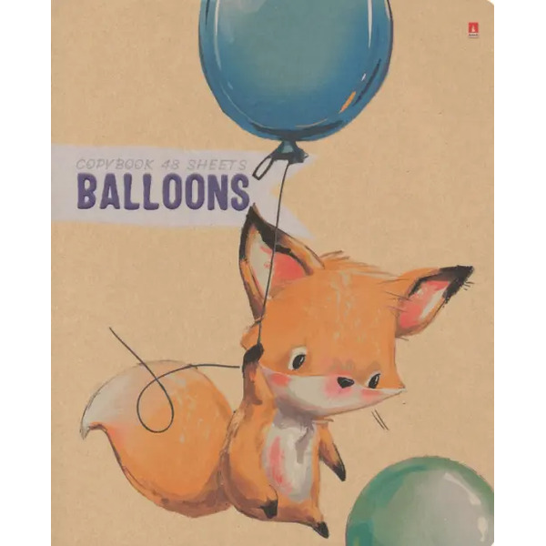 Тетрадь общая Зверушки и шарики, 48 листов, А5, клетка, в ассортименте