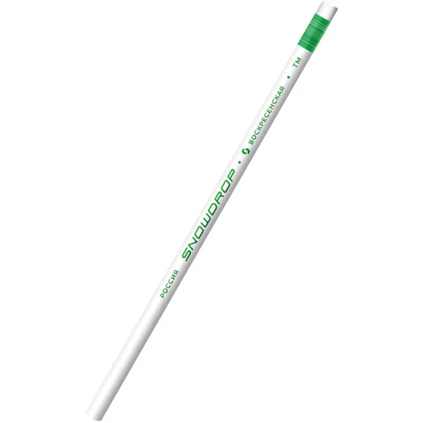 Карандаш чернографитный, HB, незаточенный с ластиком