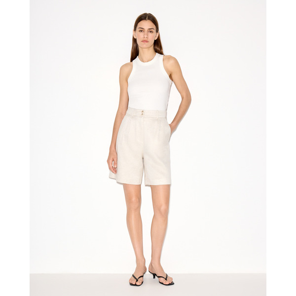 Шорты бермуды из вискозы и льна, бежевый