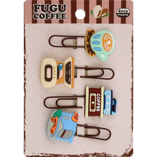 Закладки-скрепки Fugu Coffee, 4 шт