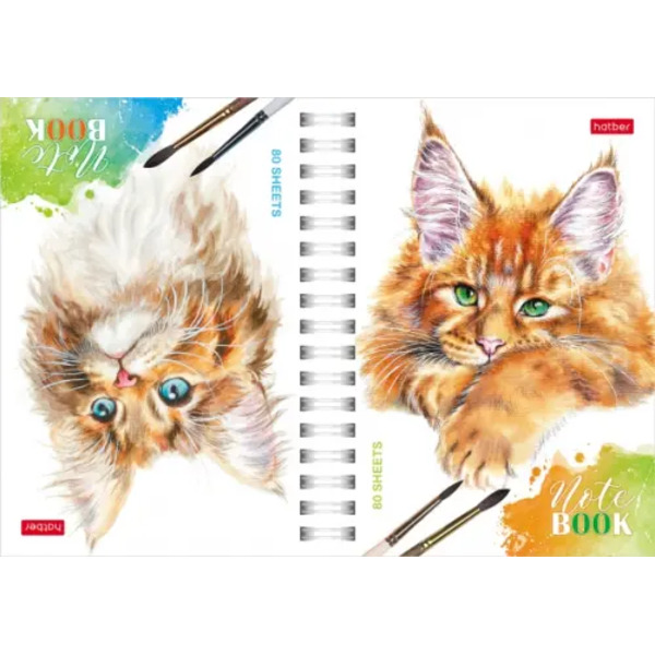 Записная книжка-перевертыш Рыжий кот, А6, 80 листов