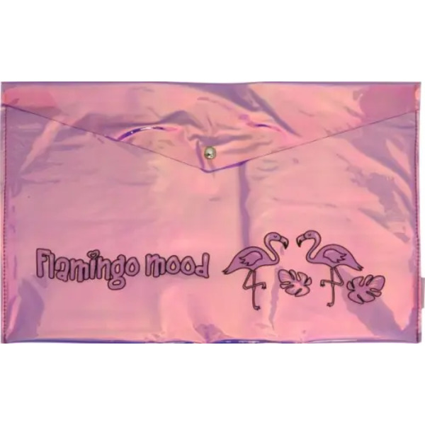 Папка для документов А4, "НАСТРОЕНИЕ ФЛАМИНГО", кнопка (49288)