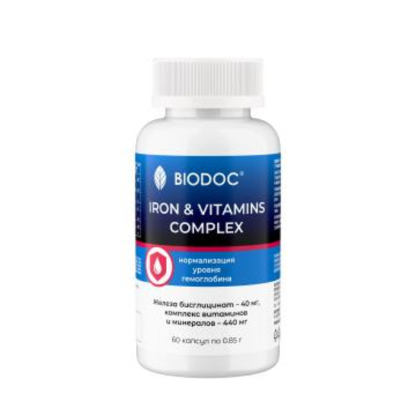 BIODOC, Железо (бисглицинат) + комплекс витаминов, капсулы, 60 шт.