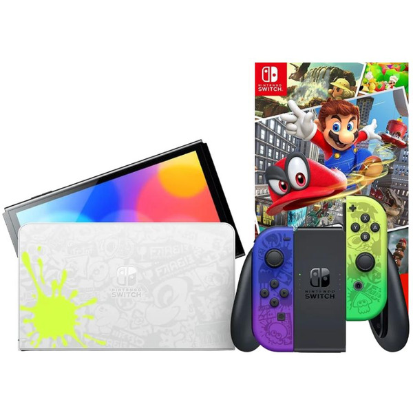 Игровая приставка Nintendo Switch OLED 64GB (Splatoon 3 Edition) + Игра Super Mario Odyssey