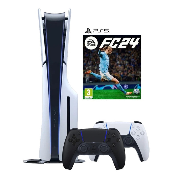 Sony PlayStation 5 Slim (PS5 Slim) + 2-й геймпад (чёрная полночь) + игра EA Sports FC 24