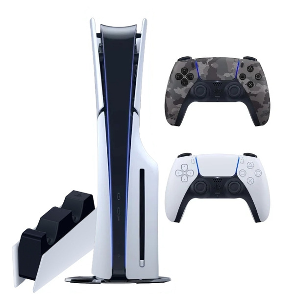Sony PlayStation 5 Slim (PS5 Slim) + 2-й геймпад (серый камуфляж) + зарядная станция