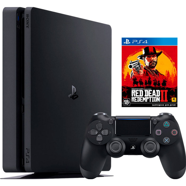 Sony PlayStation 4 Slim (500GB) (PS4, CUH-2200A)(AZ) + игра Red Dead Redemption 2 (RDR 2)