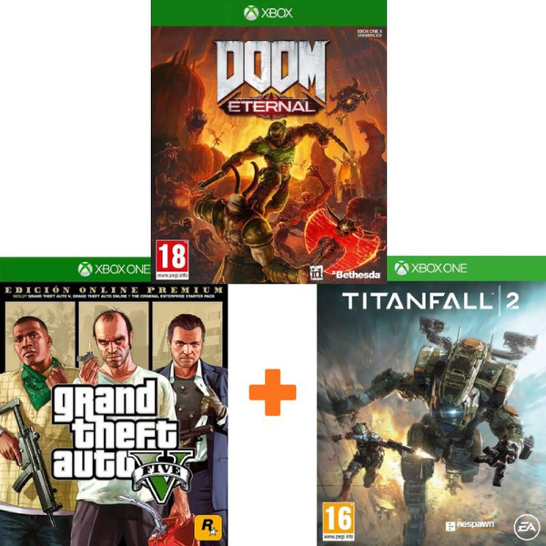 ИгроПак для XBOX One: Grand Theft Auto V Premium Online Edition + Doom Eternal + Titanfall 2