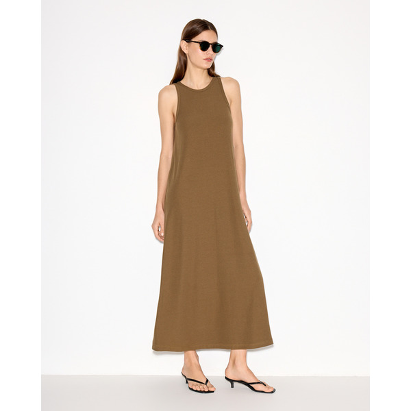 Трикотажное платье-майка с американской проймой, коричневый