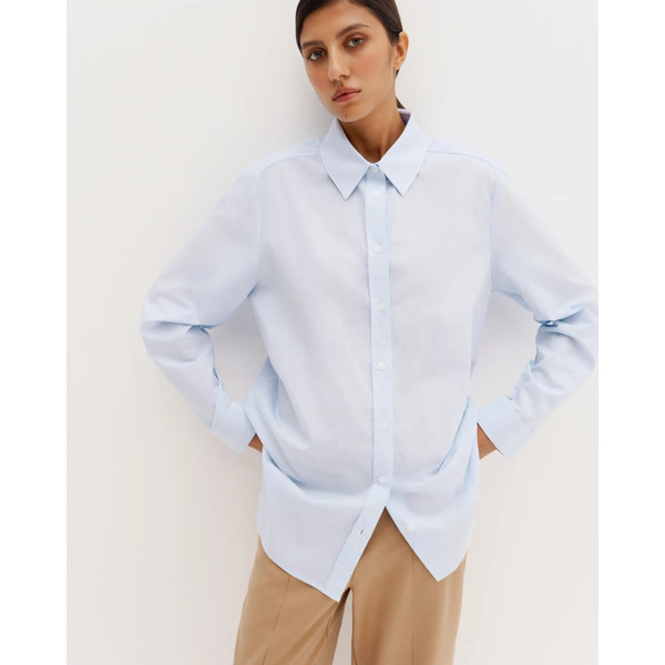 Классическая рубашка из 100% хлопка, голубой
