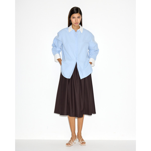 Свободная юбка миди с карманами, коричневый