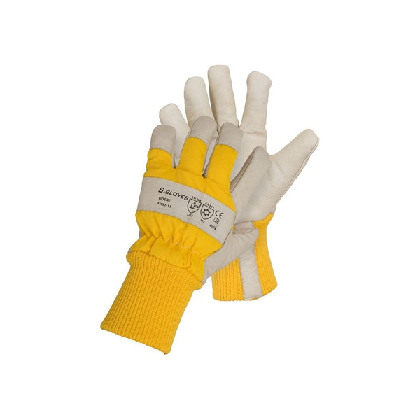 Комбинированные кожаные утепленные перчатки S. GLOVES DOSSE резинка, р.11 31991-11