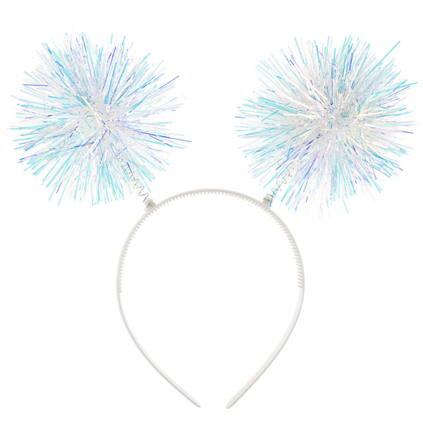 Ободок, Пушистые шарики, Белый, Хамелеон, 21*21 см, 1 шт.