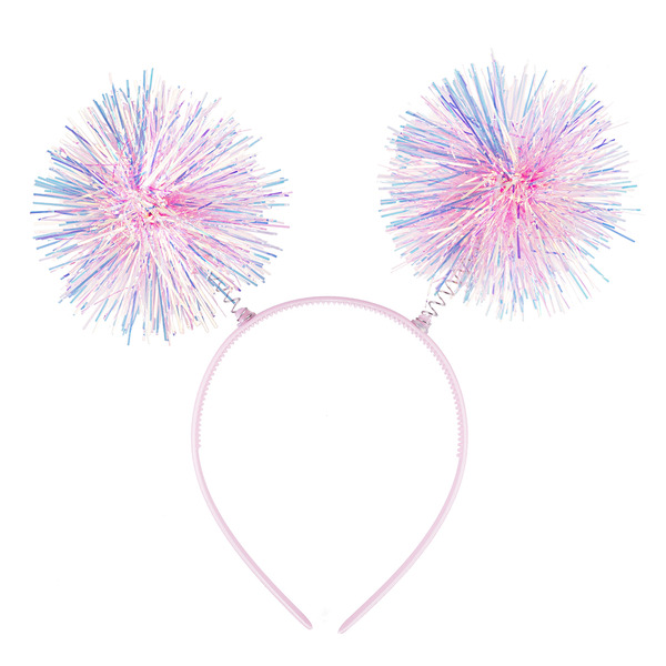 Ободок, Пушистые шарики, Розовый, Хамелеон, 22*21 см, 1 шт.