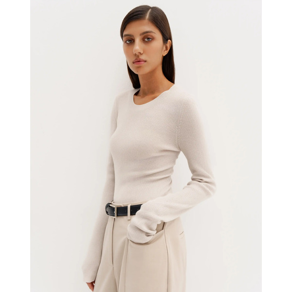 Джемпер из 100% шерсти, серо-бежевый